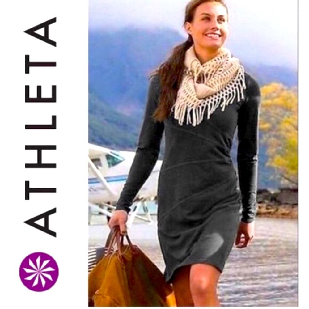 Athleta Sunburst Nectar Grey Organic Cotton Blend Dress Sz LP